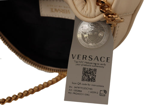 Versace White Nappa Leather Medusa Round Shoulder Bag